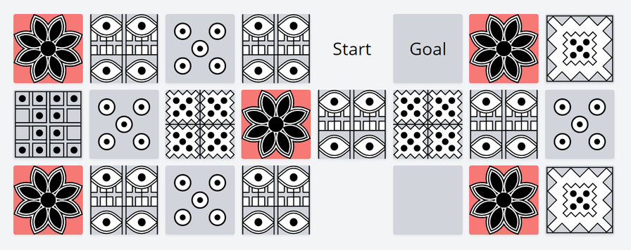 A picture shows the board game Royal Game of Ur.
It is an ancient game played thousands of years ago in ancient Mesopotamia.
The picture shows a square board with four rows and four columns.